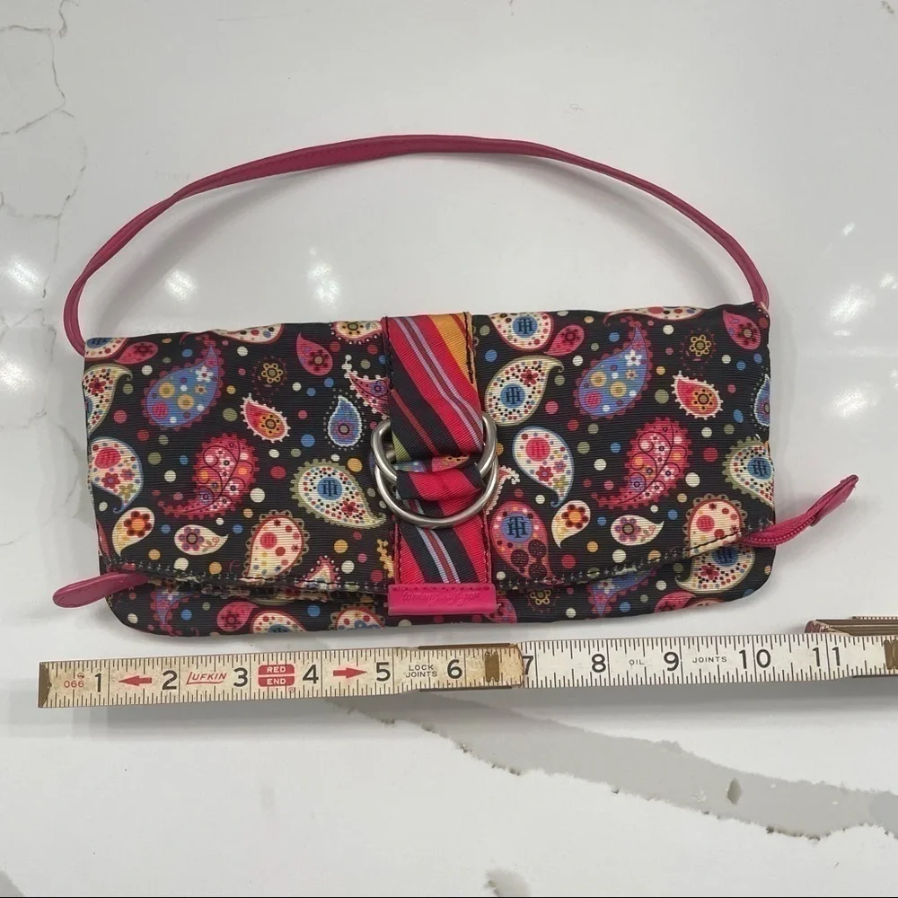 Tommy Hilfiger Convertible Clutch Colorful Removable Handle Zip Pockets Pink‍
